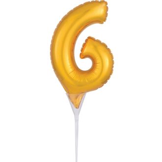 Arany Gold 6-os szám fólia lufi tortára 15 cm