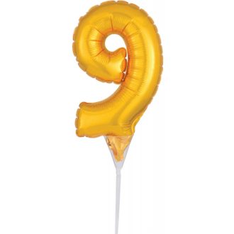 Arany Gold 9-es szám fólia lufi tortára 15 cm