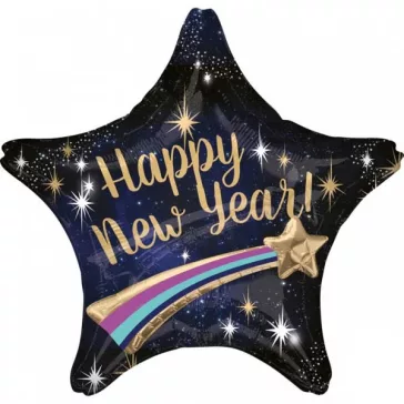 Happy New Year Star fólia lufi 71 cm