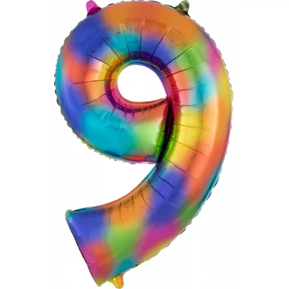 Színes Rainbow óriás szám fólia lufi 9-es 86x55 cm Színes Rainbow óriás szám fólia lufi 9-es 86x55 cm