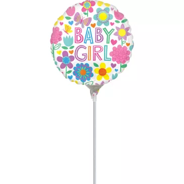 Baby Girl Floral mini fólia lufi 10 cm (WP)