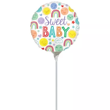 Színes Sweet baby mini fólia lufi 23 cm (WP)