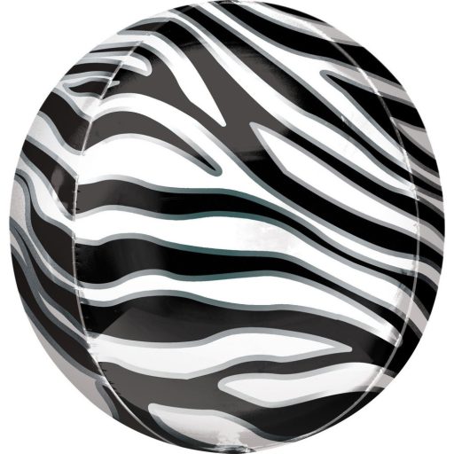 Zebra mintás Safari gömb fólia lufi 40 cm