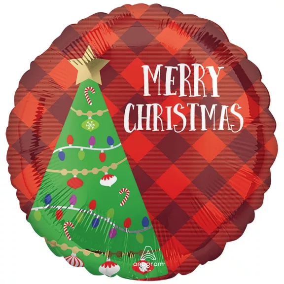 Merry Christmas Plaid fólia lufi 45 cm Merry Christmas Plaid fólia lufi 45 cm