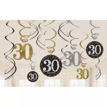 Happy Birthday Gold 30 Szalag dekoráció 12 db-os szett