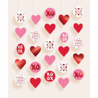   Happy Valentine's Day Heart függő dekoráció 5 db-os szett