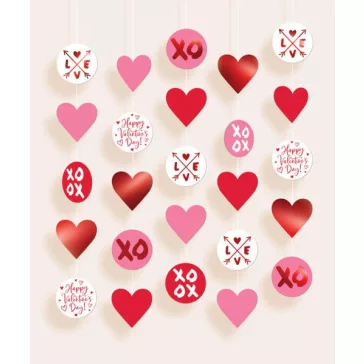   Happy Valentine's Day Heart függő dekoráció 5 db-os szett