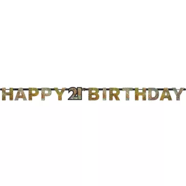 Happy Birthday Gold 21 hologrammos felirat 213 cm