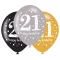 Happy Birthday 21 Gold léggömb, lufi 6 db-os 11 inch (27,5 cm)