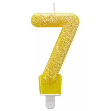 Színes Yellow csillogó 7-es tortagyertya, számgyertya