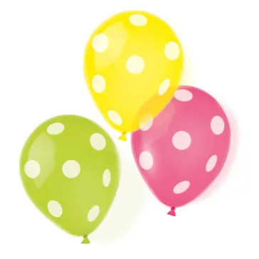 Pöttyös Dots léggömb, lufi 6 db-os 9 inch (22,8 cm)