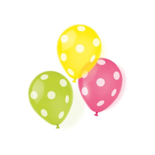 Pöttyös Dots léggömb, lufi 6 db-os 9 inch (22,8 cm)