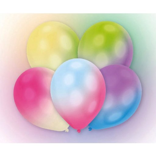 Világító LED Pastel Multicolor léggömb, lufi 5 db-os 11 inch (27,5 cm)