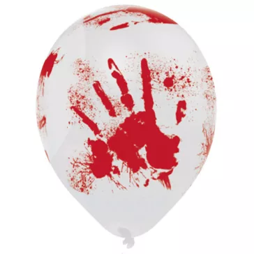   Halloween Bloody Hand léggömb, lufi 6 db-os 10 inch (25,4 cm)