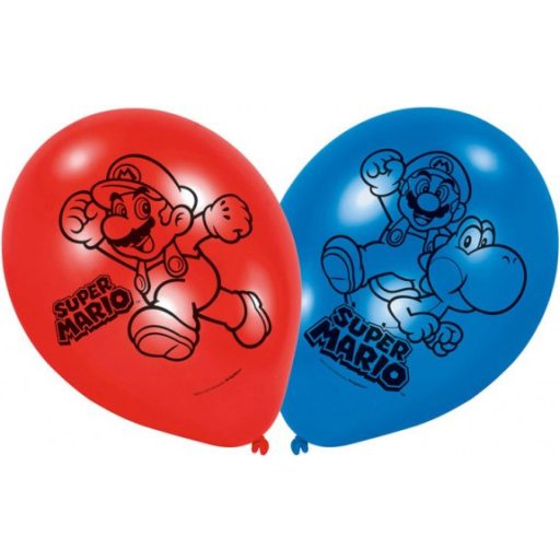 Super Mario Mushroom léggömb, lufi 6 db-os 9 inch (22,8 cm)