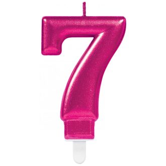 Rózsaszín Pink számgyertya, tortagyertya 7-es