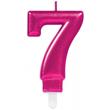Rózsaszín Pink számgyertya, tortagyertya 7-es