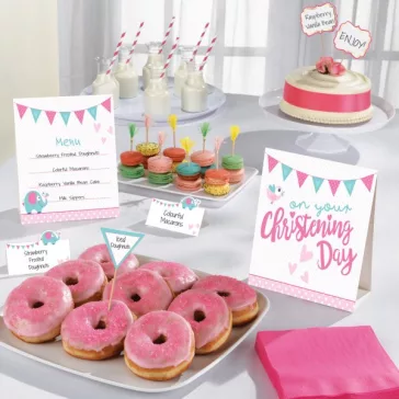   Keresztelő Christening Pink asztali dekoráció szett 12 db-os
