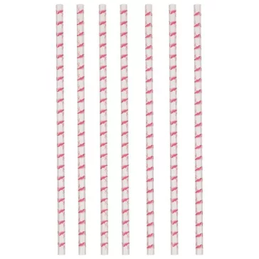 Flamingó Pink papír szívószál, 12 db-os szett