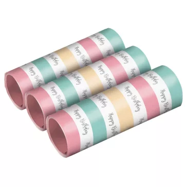 Happy Birthday Pastel szerpentin 3 db-os