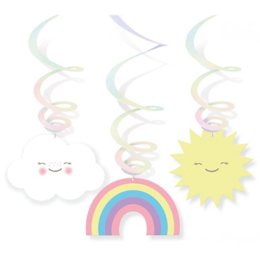 Szivárvány és Felhő Rainbow and Cloud szalag dekoráció 6 db-os szett