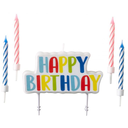 Happy Birthday Colorful tortagyertya, gyertya szett 5 db-os