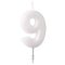 White, Fehér csillámos gyertya 9-es 6,5 cm