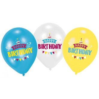  Happy Birthday Brown léggömb, lufi 6 db-os 11 inch (27,5 cm)