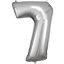 Ezüst Silver óriás szám fólia lufi 7-es, 83x55 cm