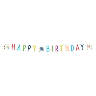 Konfettis Colorful Happy Birthday 18 felirat 180 cm