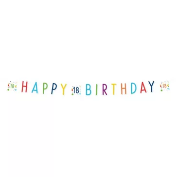 Konfettis Colorful Happy Birthday 18 felirat 180 cm