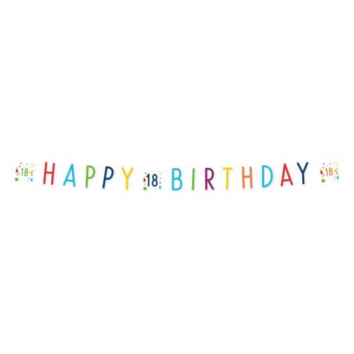 Konfettis Colorful Happy Birthday 18 felirat 180 cm