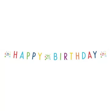 Konfettis Colorful Happy Birthday 21 felirat 180 cm