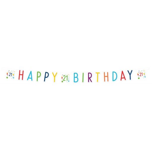Konfettis Colorful Happy Birthday 21 felirat 180 cm