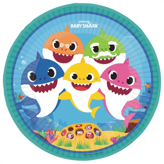 Baby Shark Music papírtányér 8 db-os 23 cm Baby Shark Music papírtányér 8 db-os 23 cm