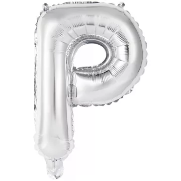 Ezüst Silver P betű fólia lufi 45 cm