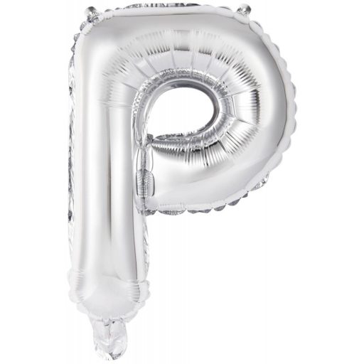 Ezüst Silver P betű fólia lufi 45 cm