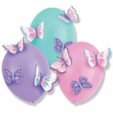   Pillangó Flutter léggömb, lufi 3 db-os kiegészítőkkel 14 inch (35,5 cm)