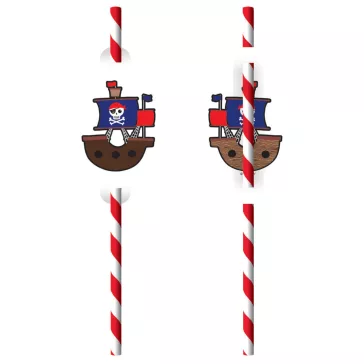 Kalóz Ship papír szívószál, 8 db-os szett