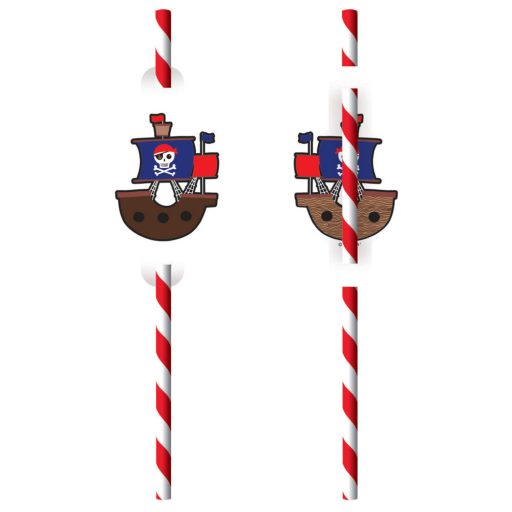 Kalóz Ship papír szívószál, 8 db-os szett