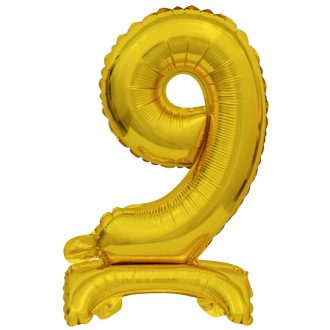 Arany Gold mini 9-es szám fólia lufi talppal 38 cm