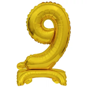 Arany Gold mini 9-es szám fólia lufi talppal 38 cm