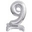 Ezüst Silver mini 9-es szám fólia lufi talppal 38 cm