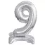 Ezüst Silver mini 9-es szám fólia lufi talppal 38 cm