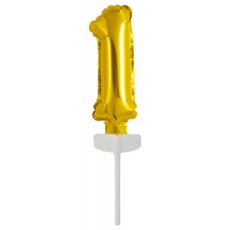 Arany Gold 1-es szám fólia lufi tortára 13 cm