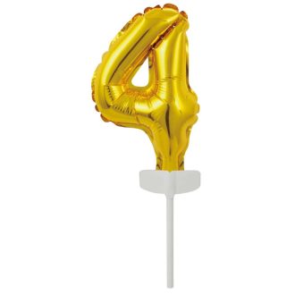 Arany Gold 4-es szám fólia lufi tortára 13 cm