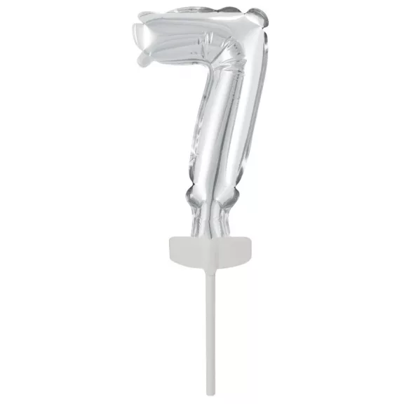 Ezüst Silver 7-es szám fólia lufi tortára 13 cm Ezüst Silver 7-es szám fólia lufi tortára 13 cm