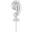 Ezüst Silver 9-es szám fólia lufi tortára 13 cm