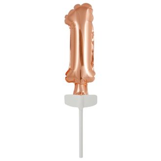Színes Rose Gold 1-es szám fólia lufi tortára 13 cm
