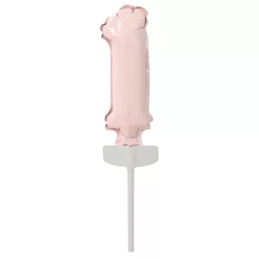 Rózsaszín Pastel 1-es szám fólia lufi tortára 13 cm